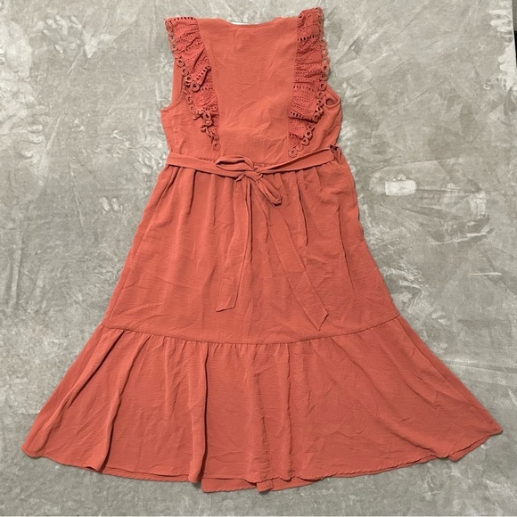 NWT Entro Elegant Wrap Around Lace Trim Dress Size Large - Picture 4 of 9